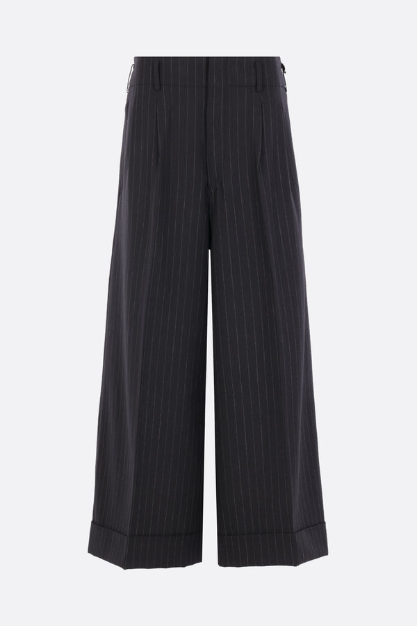culotte trousers in pinstriped wool blend