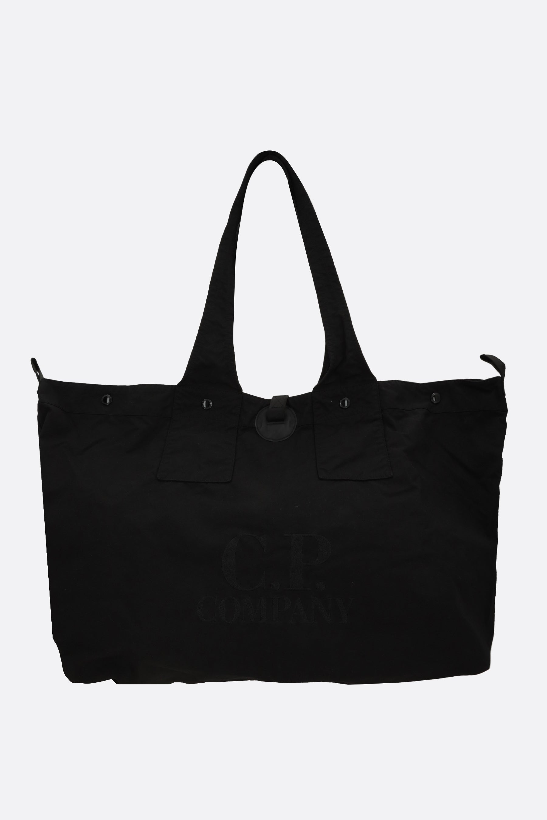 twill shoulder bag with logo embroidery