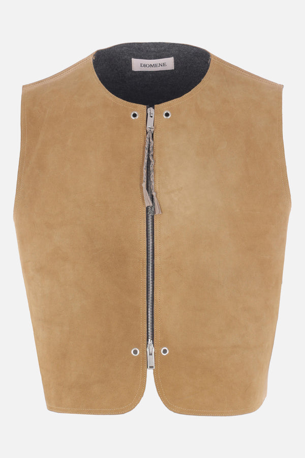 Wayne full-zip vest in suede