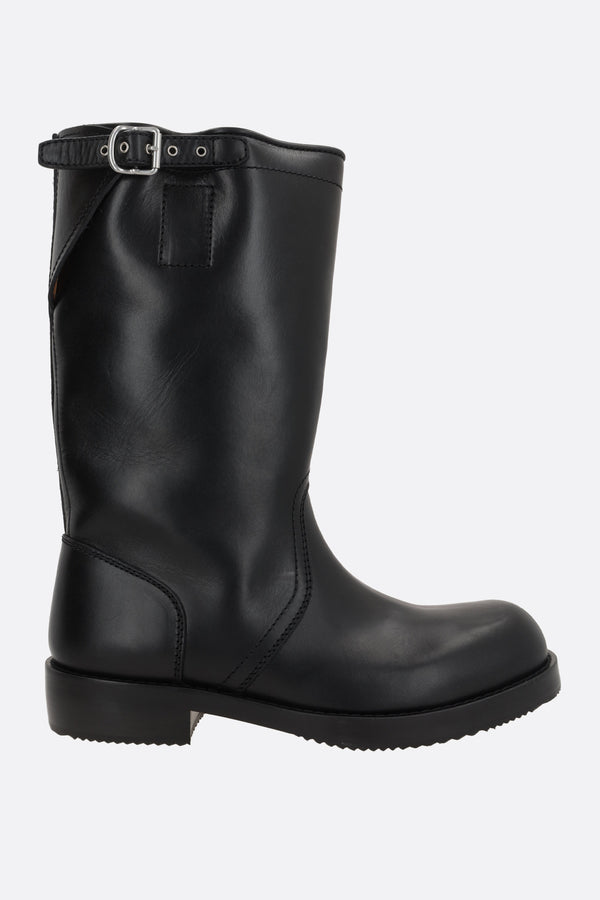 smooth leather biker boots