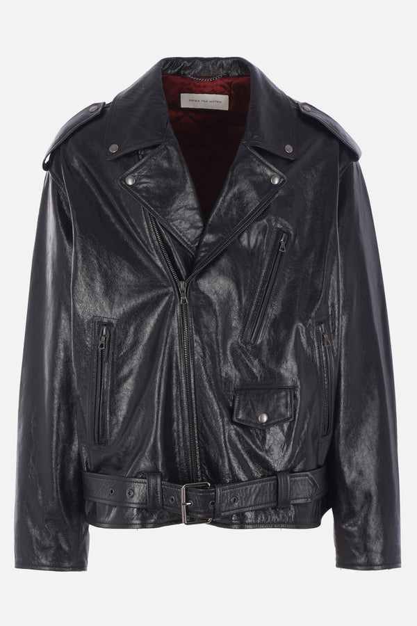 Lodz oversized biker jacket in leather