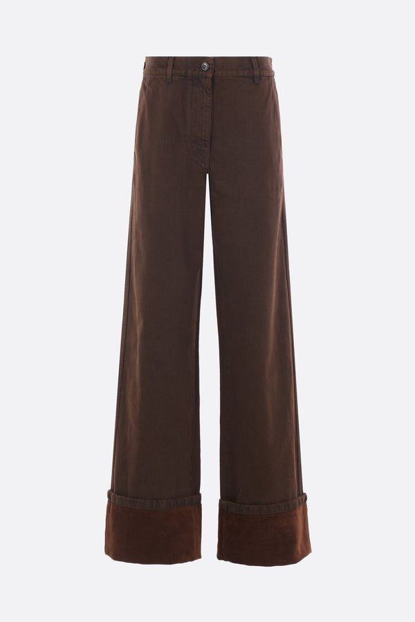wide-leg denim trousers