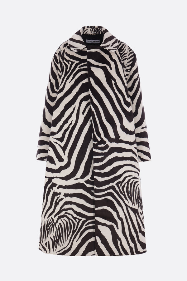 oversized coat in zebra printed velvet