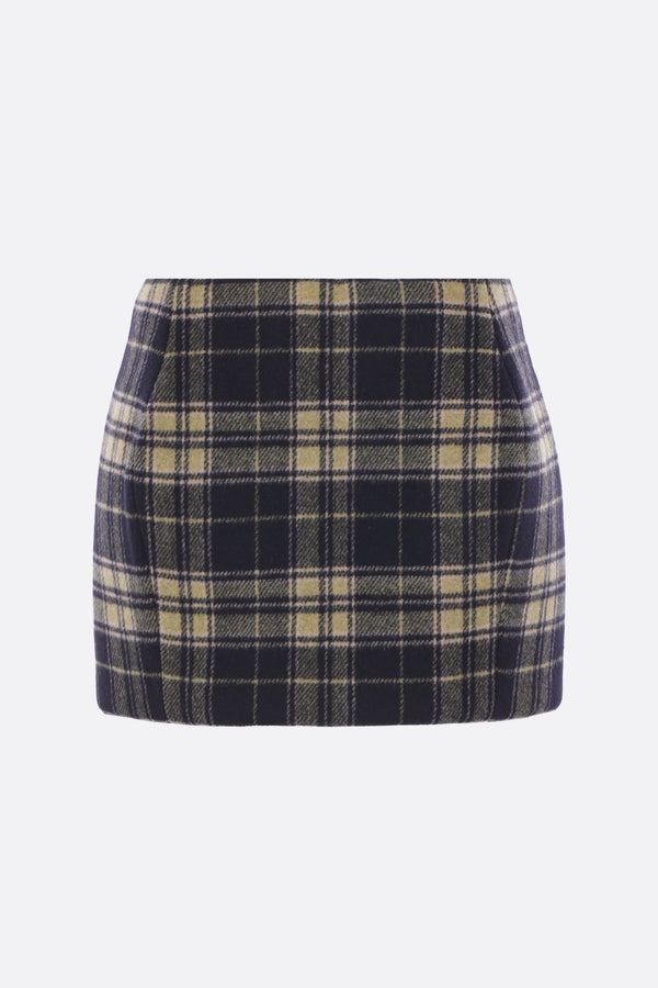 sculptured mini skirt in tartan wool blend