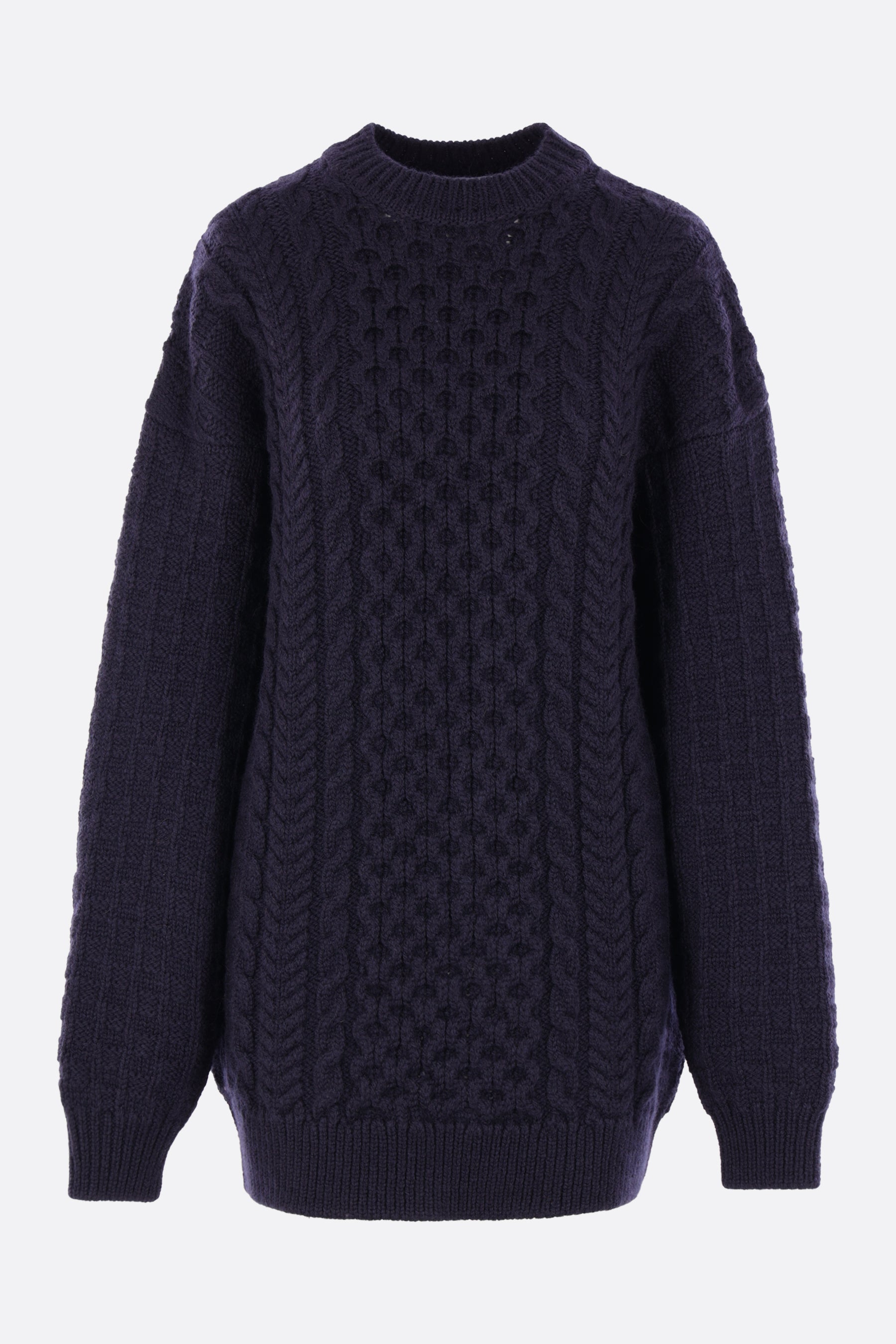 oversized cable-knit wool pullover