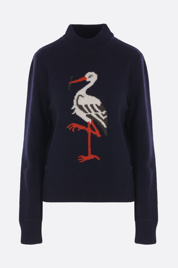 wool and cashmere sweater with graphic intarsia