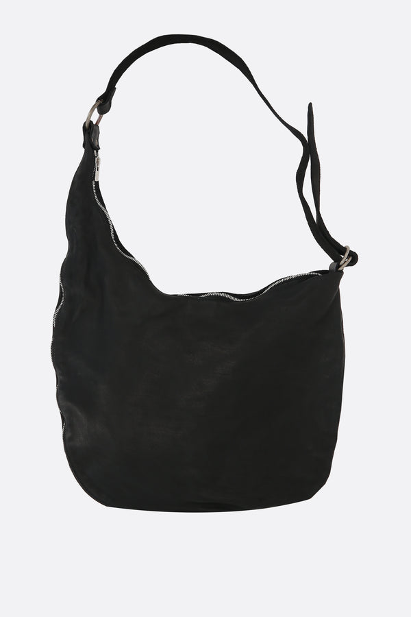 asymmetrical shoulder bag in soft grainy leather