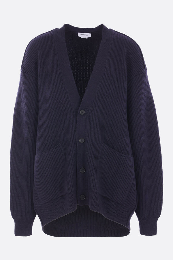 oversize cardigan in rib wool