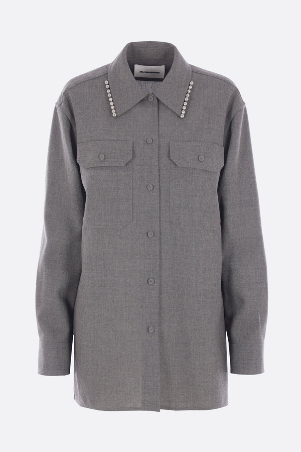 wool shirt with metal beads