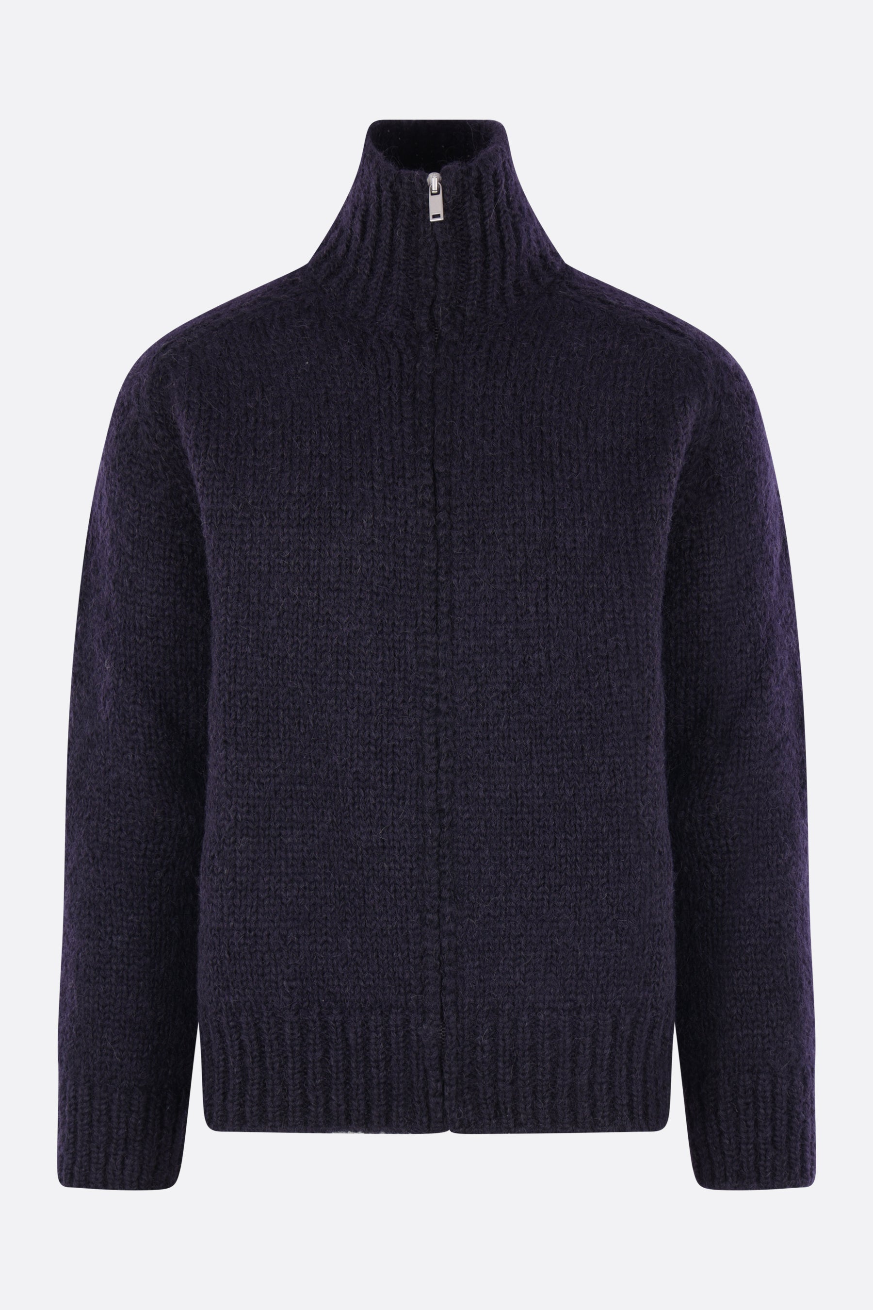 full-zip cardigan in mohair and alpaca blend