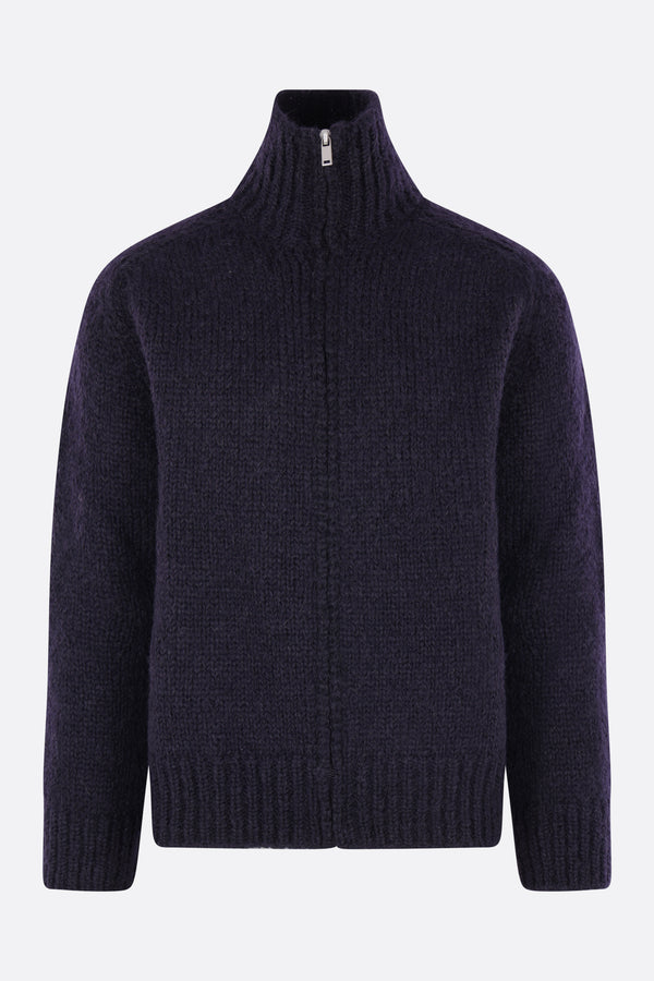 cardigan full-zip in misto mohair e alpaca