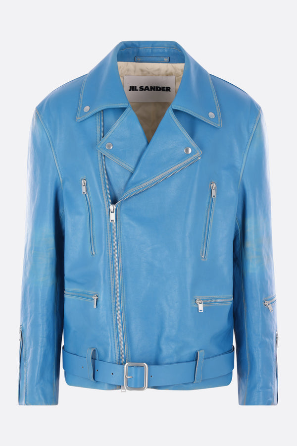 padded biker jacket in vintage leather