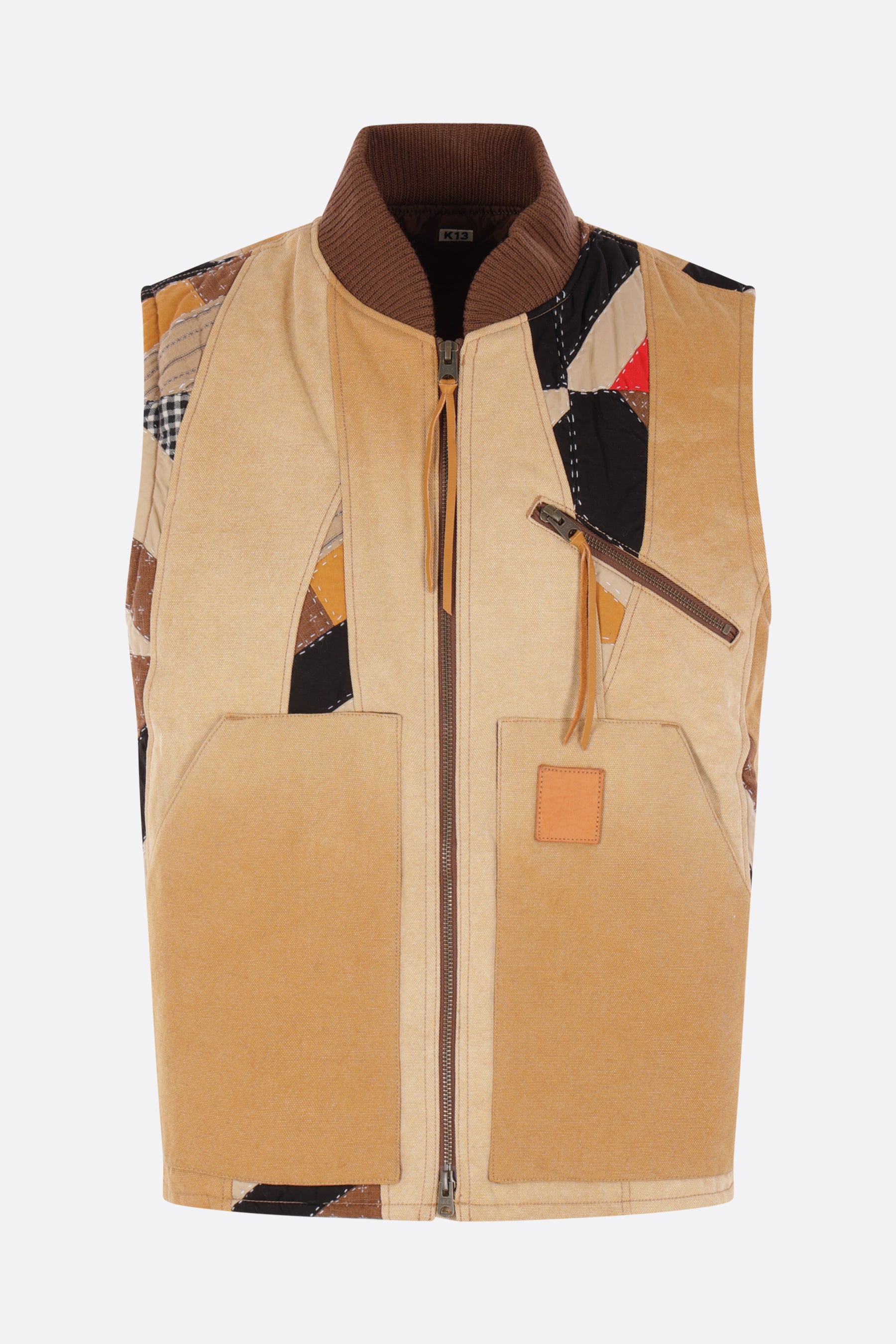 quilted vest in vintage-effect canvas