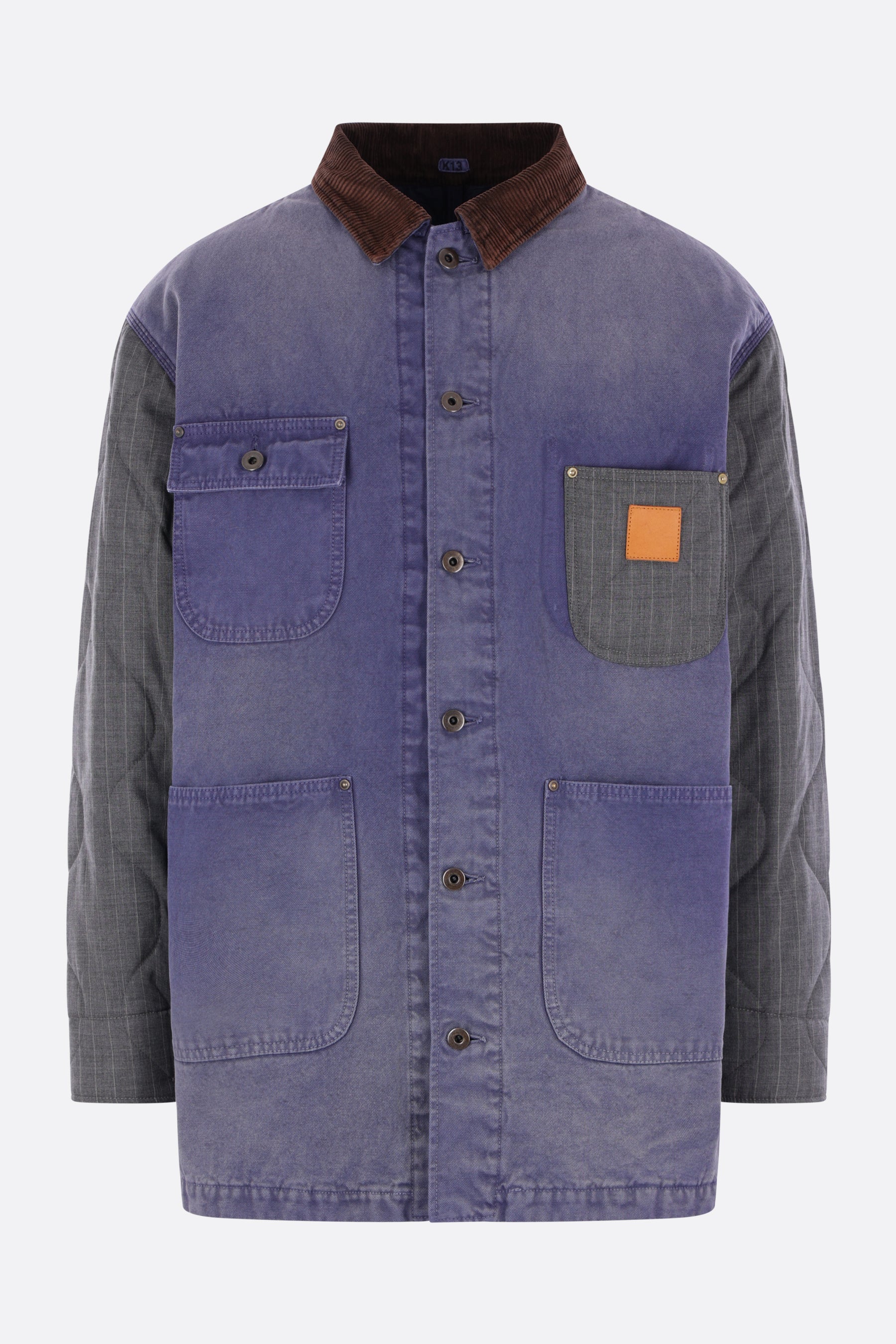 padded worker jacket in vintage-effect canvas