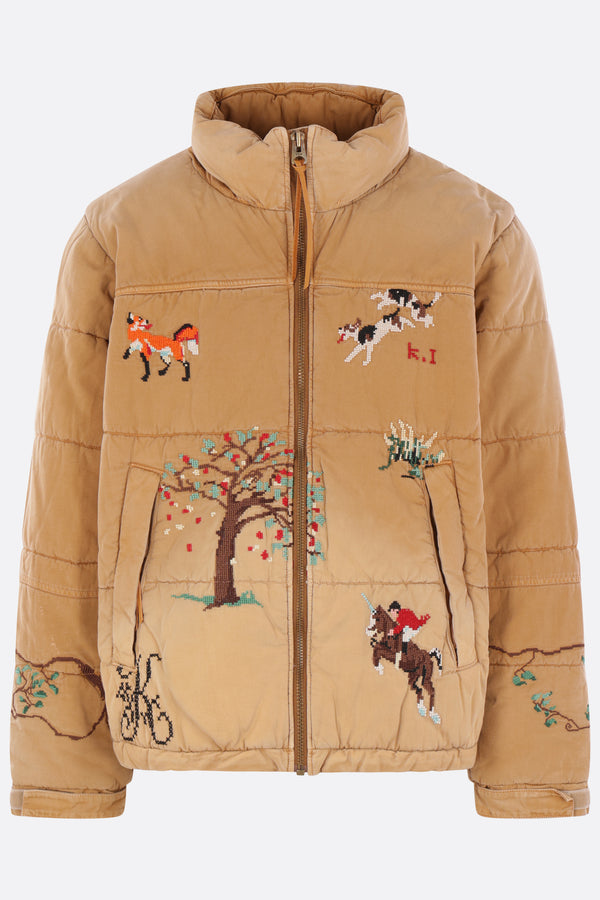 vintage-effect canvas padded jacket