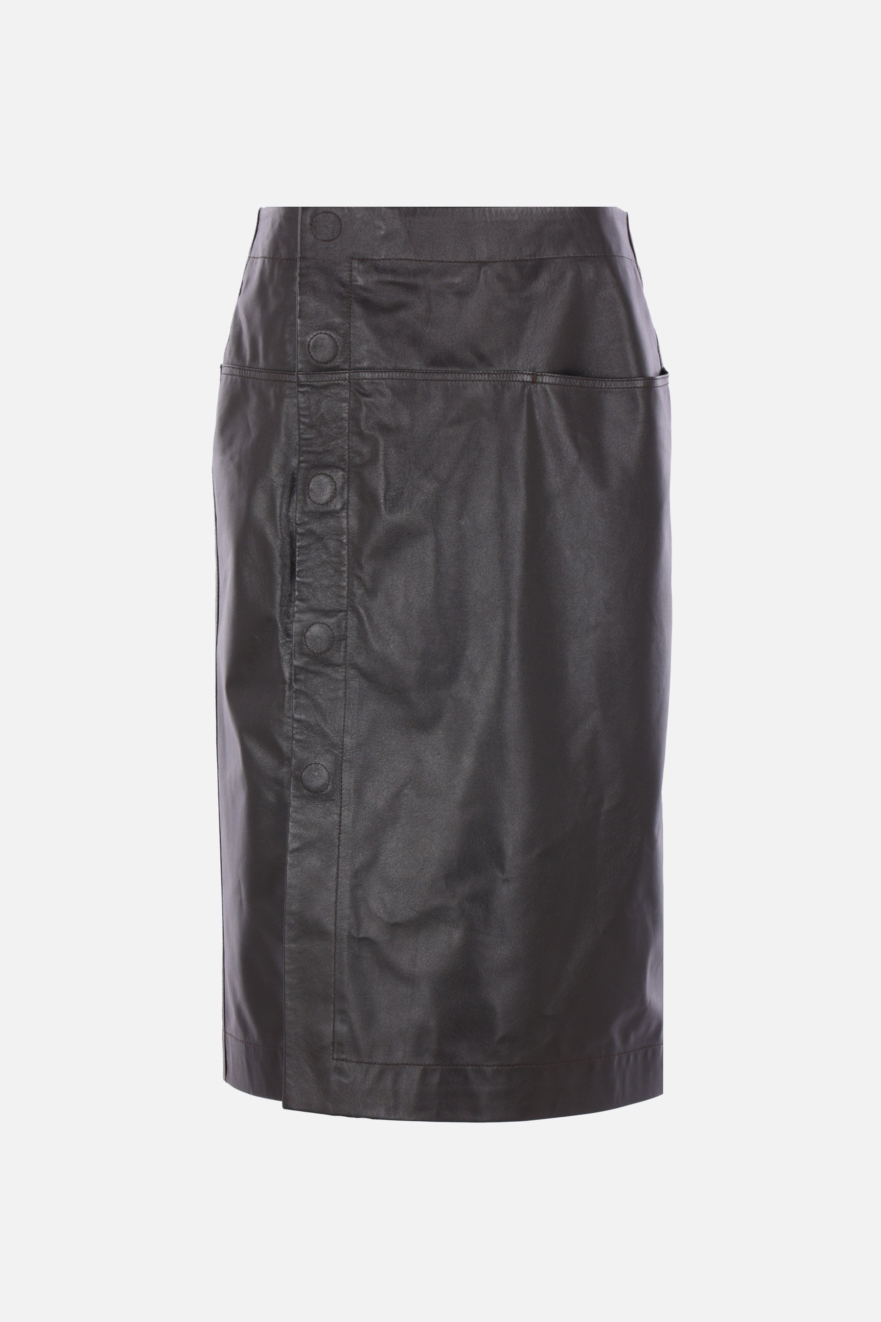 leather wrapover skirt