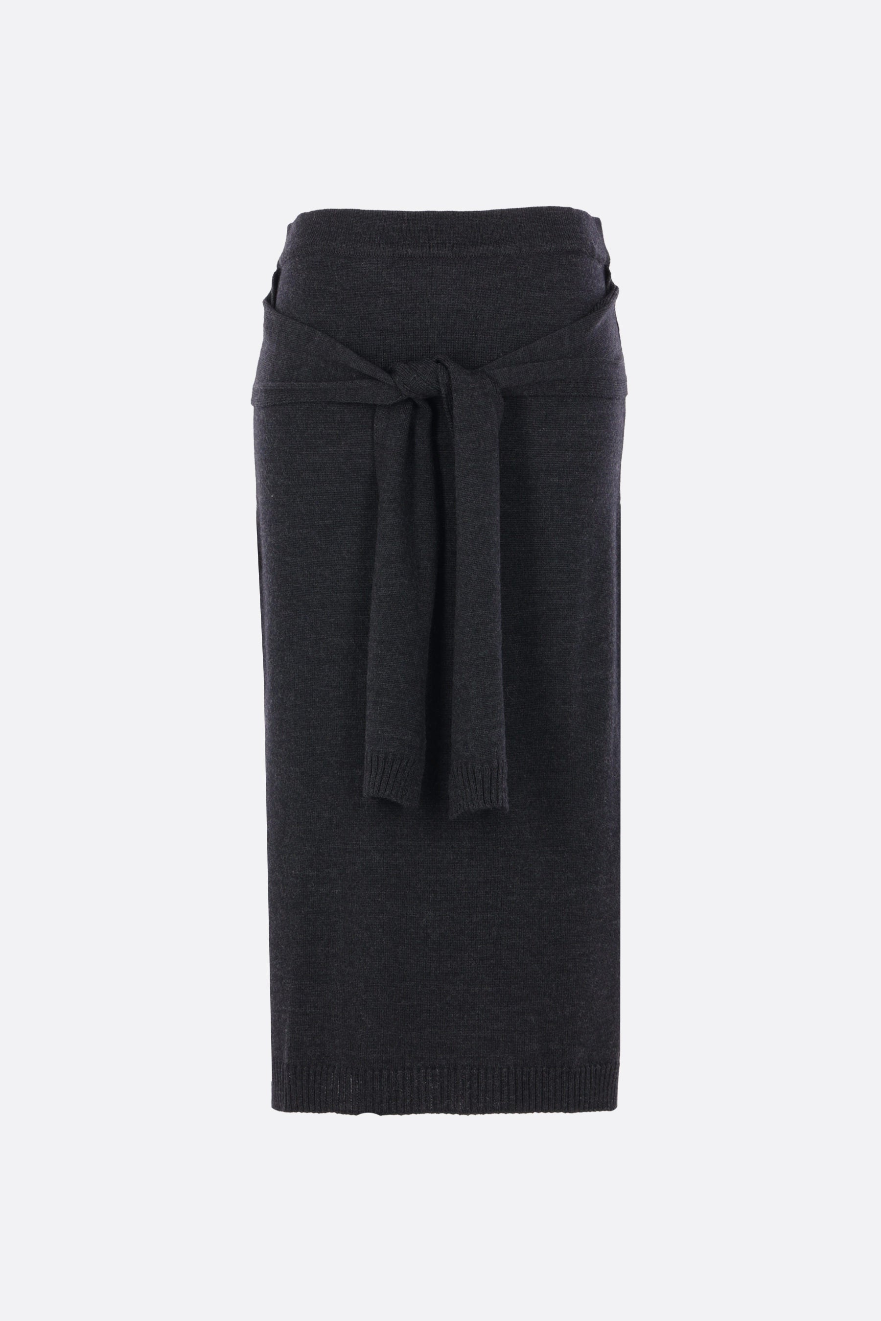 Trompe L'oeil midi skirt in wool blend