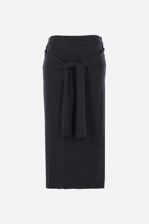 Trompe L'oeil midi skirt in wool blend