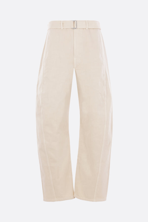 twisted belted jeans in heavy denim