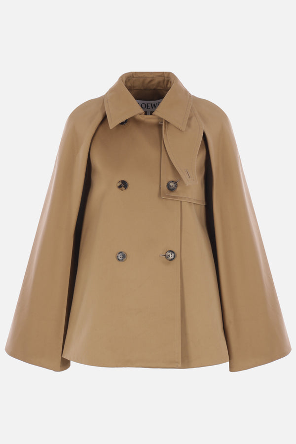double-breasted cape in cotton