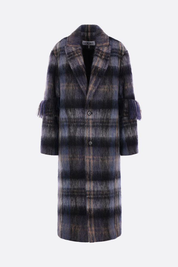 check mohair and wool blend coat
