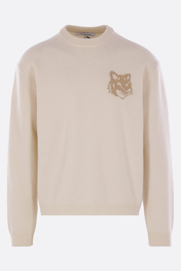 wool sweater with Fox Head intarsia