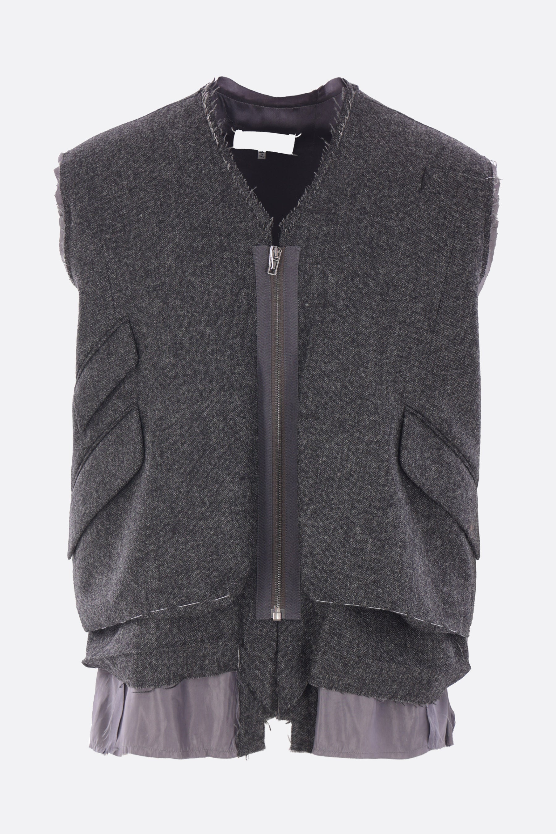 full-zip vest in dotted wool