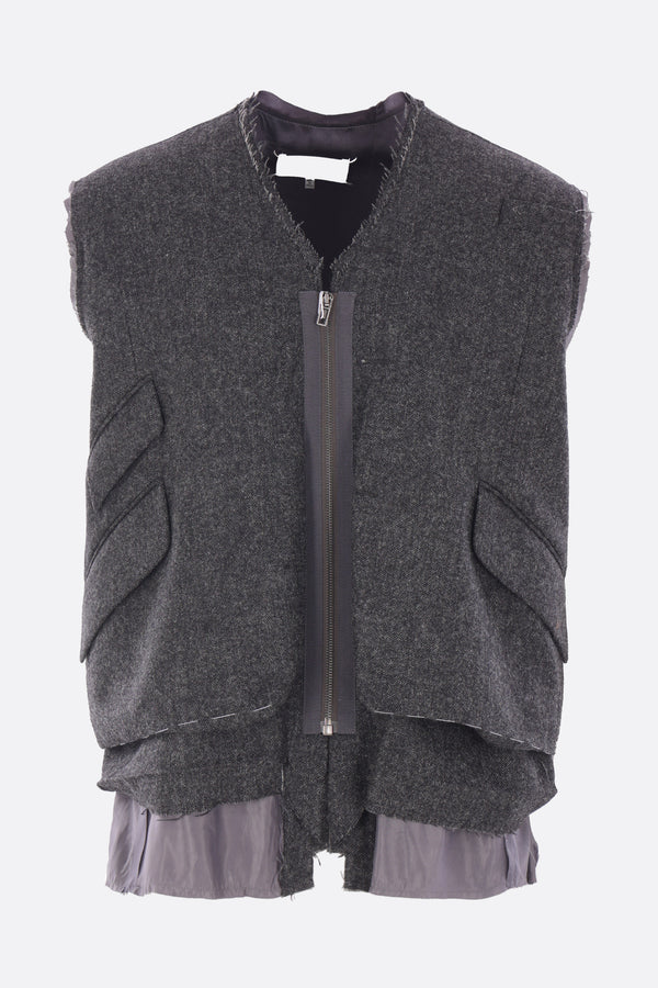 gilet full-zip in puntinato di lana