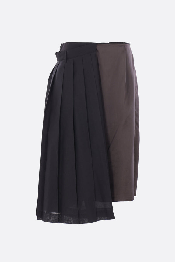 gonna asimmetrica in raso e organza