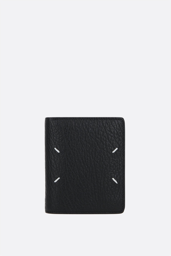 grainy leather compact wallet
