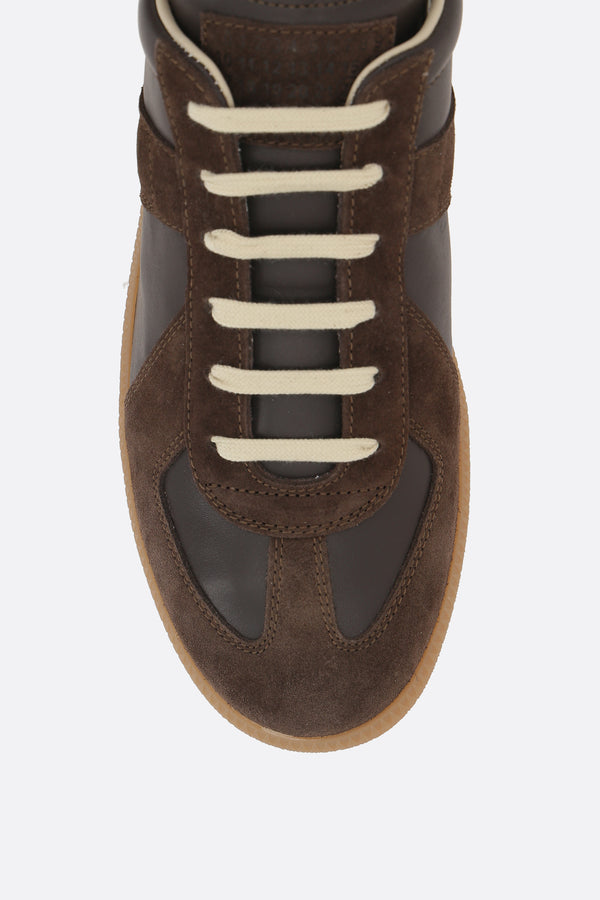 Replica sneakers in smooth leather and suede