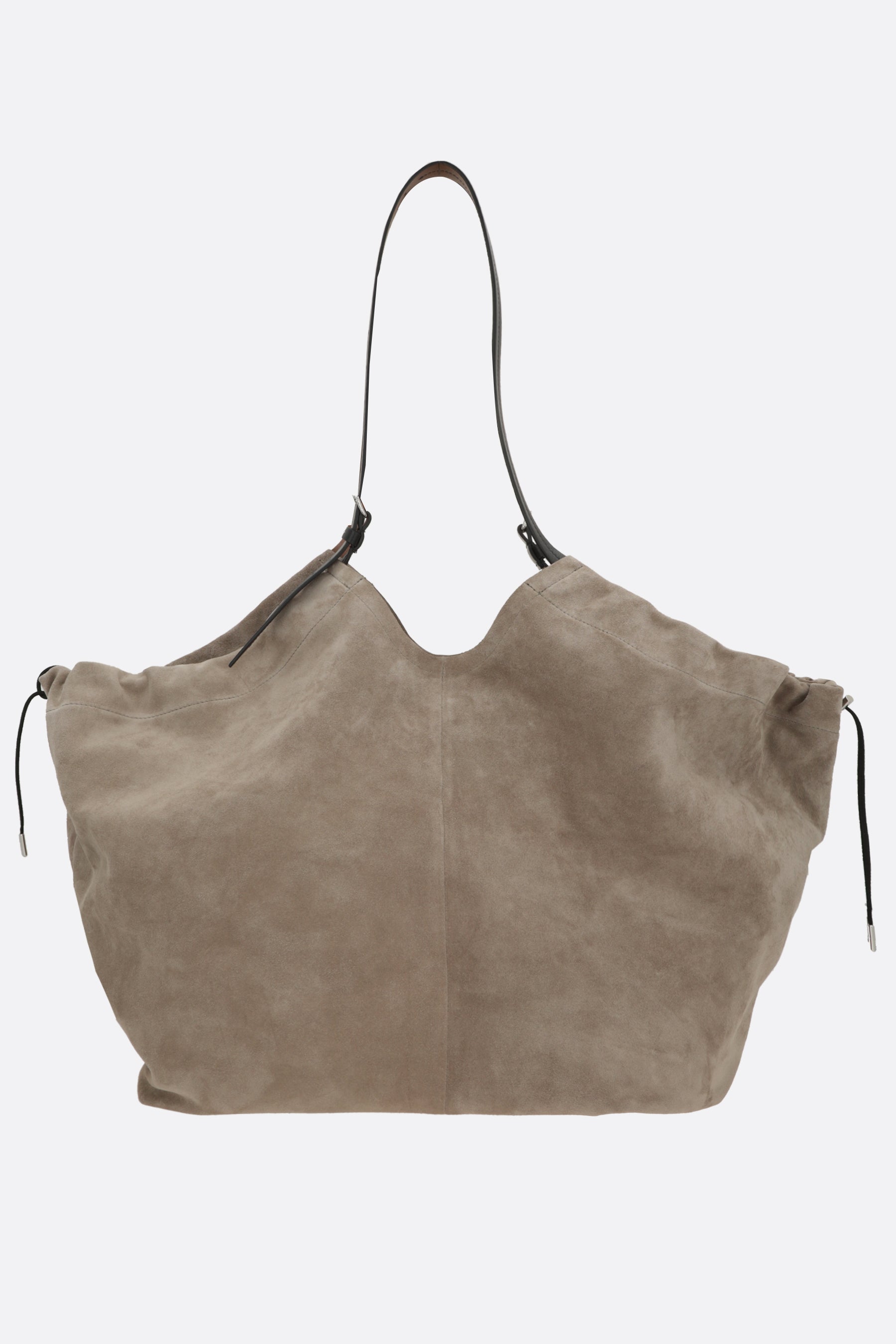oversized drawstring bag in suede