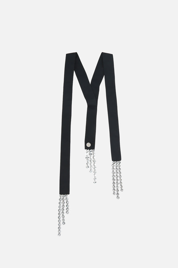 taffeta necklace with crystal fringes