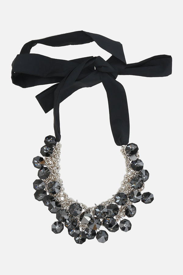 taffeta necklace with crystals