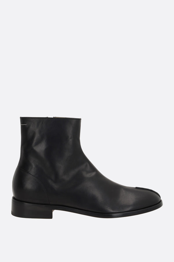 smooth leather ankle boots with stitch-out detail