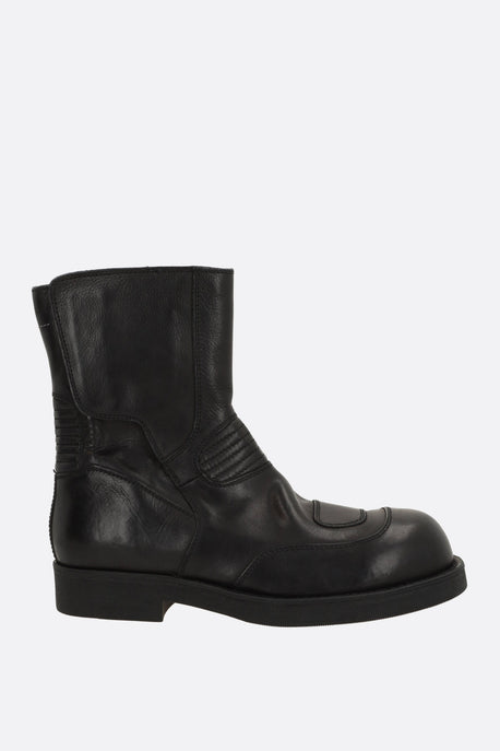 biker boot in vintage-effect leather