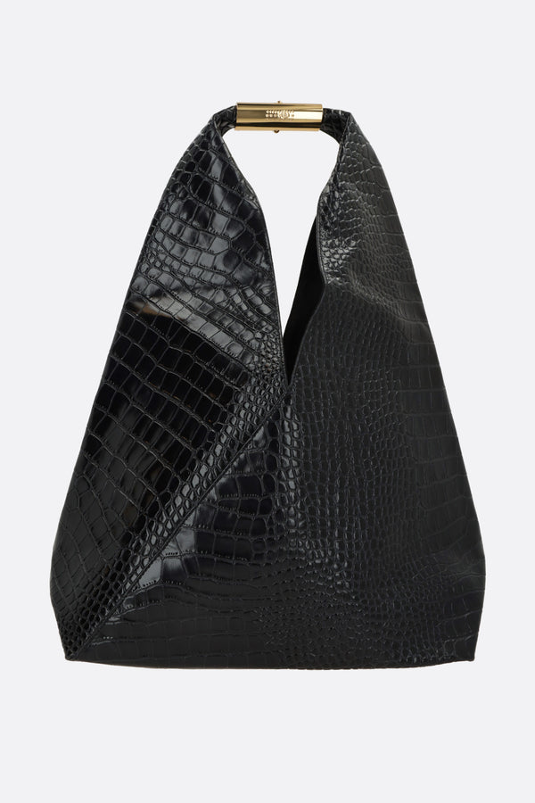 Japanese medium handbag in croc-embossed leather