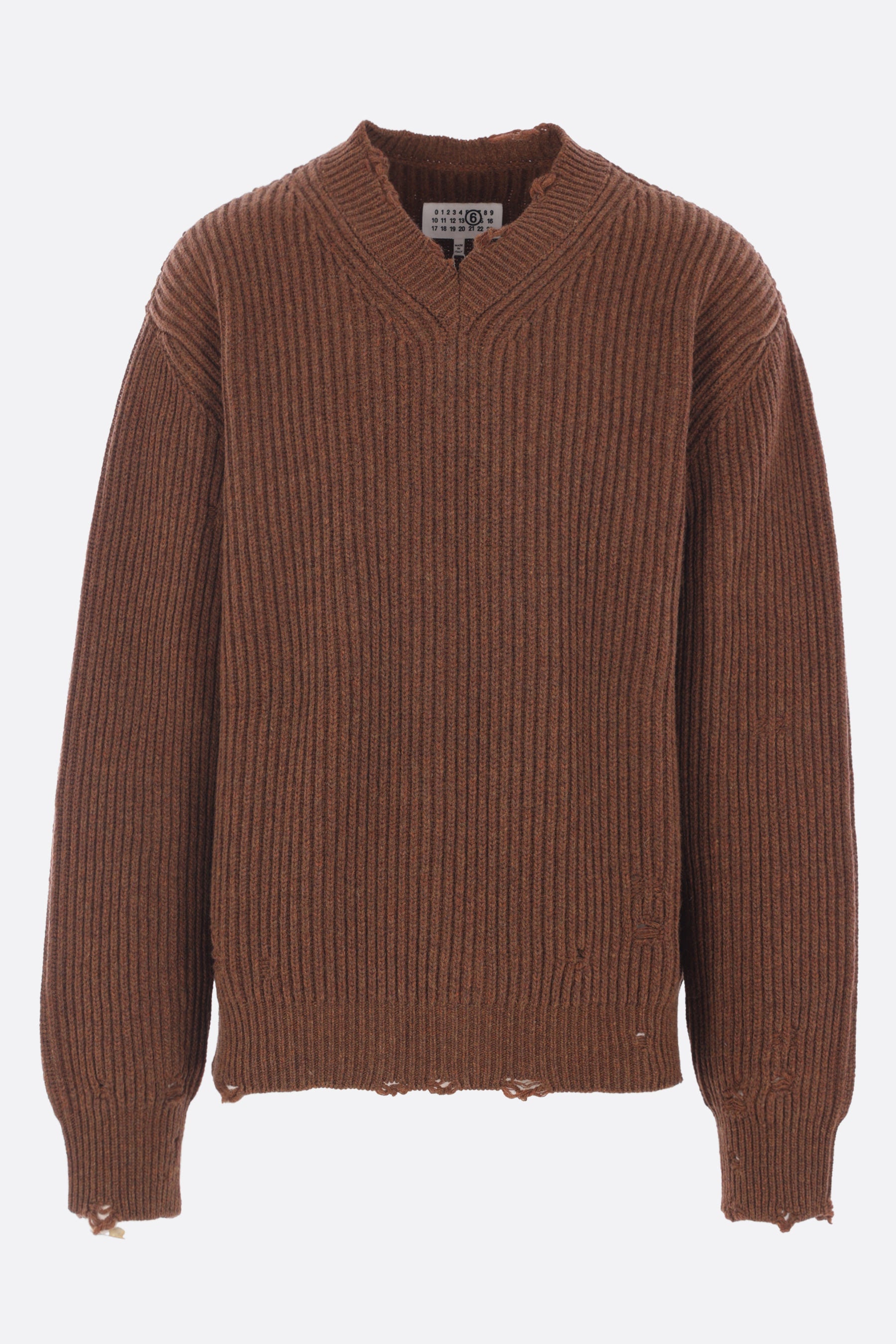 distressed wool blend sweater