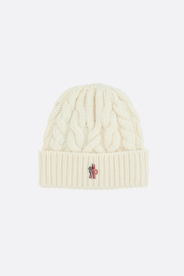 cable-knit wool beanie
