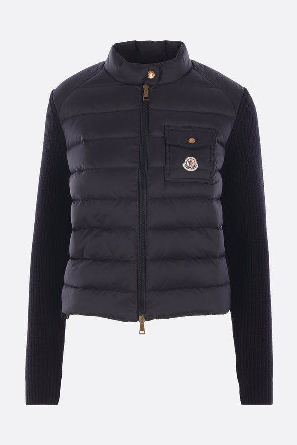 full-zip cardigan in knit and padded nylon