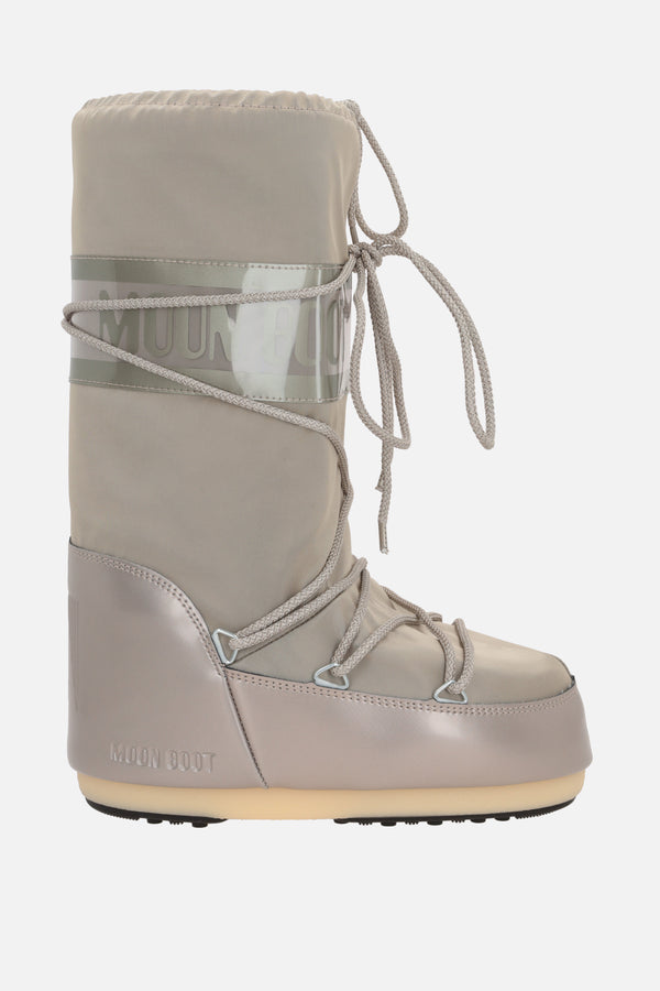 Icon Glance high-top snow boots in satin