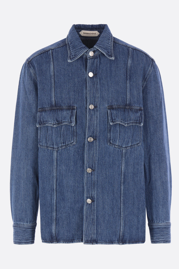 Han shirt in cotton and linen denim
