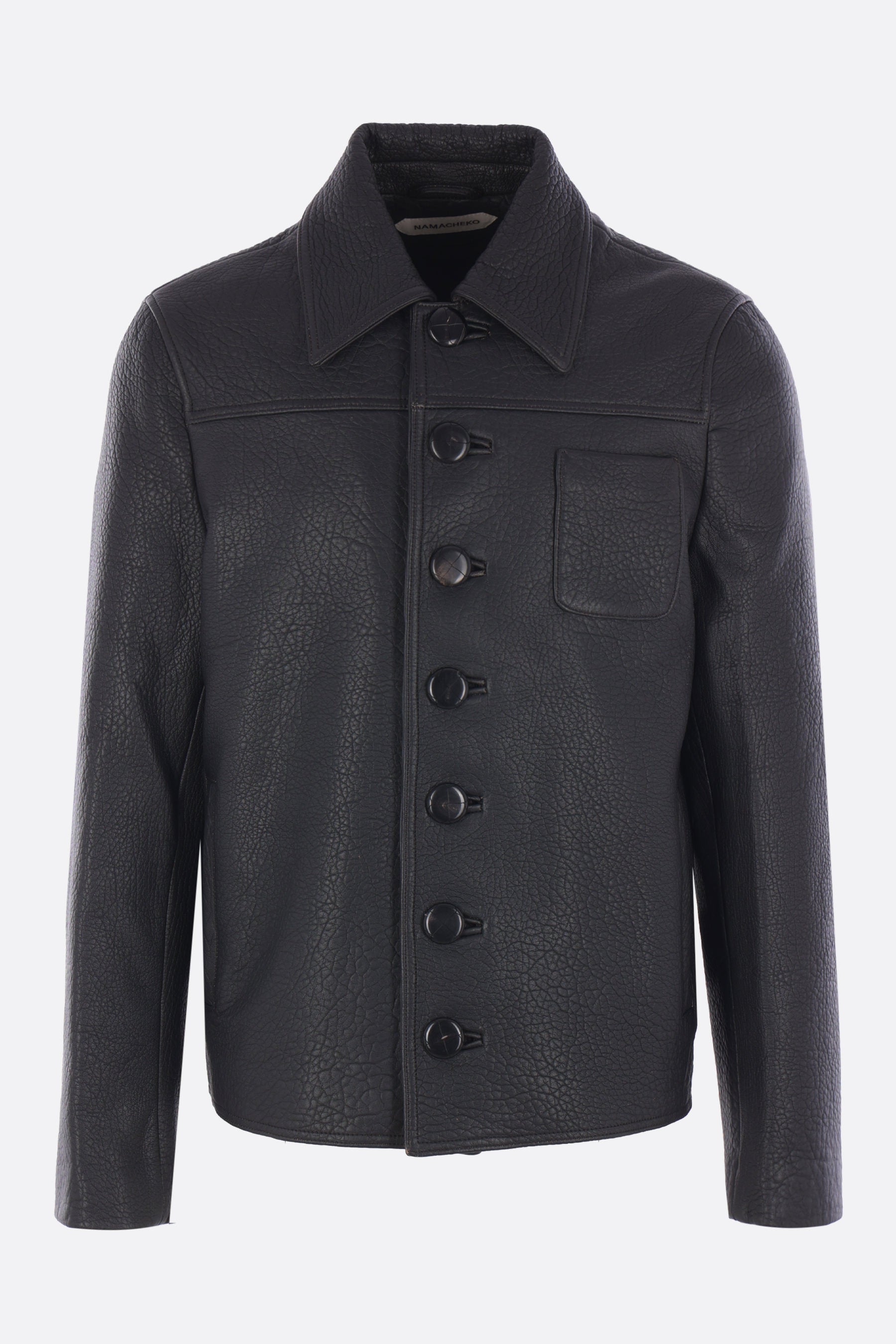 William shirt-jacket in grainy leather
