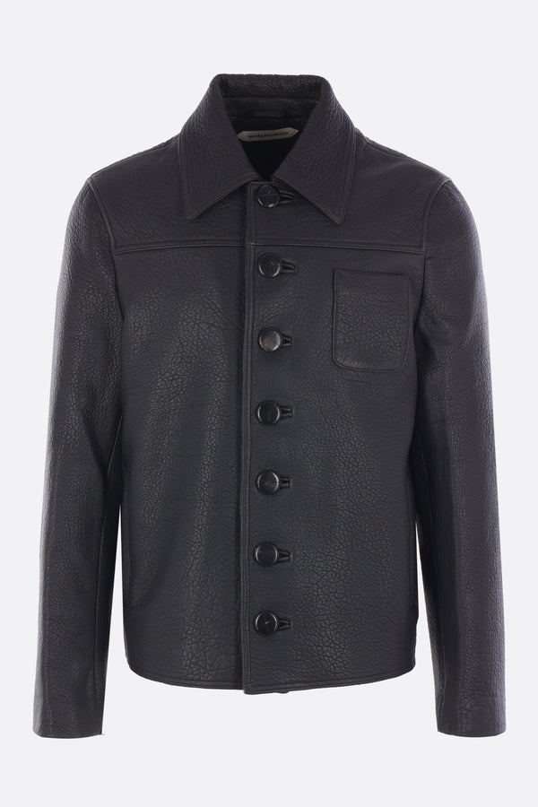 William shirt-jacket in grainy leather