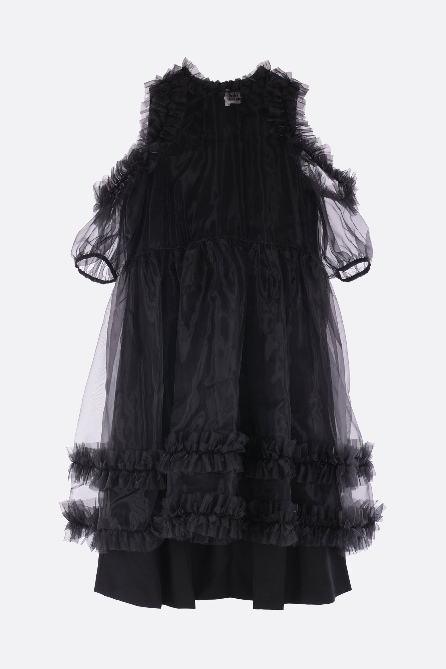 gabardine and organza midi dress