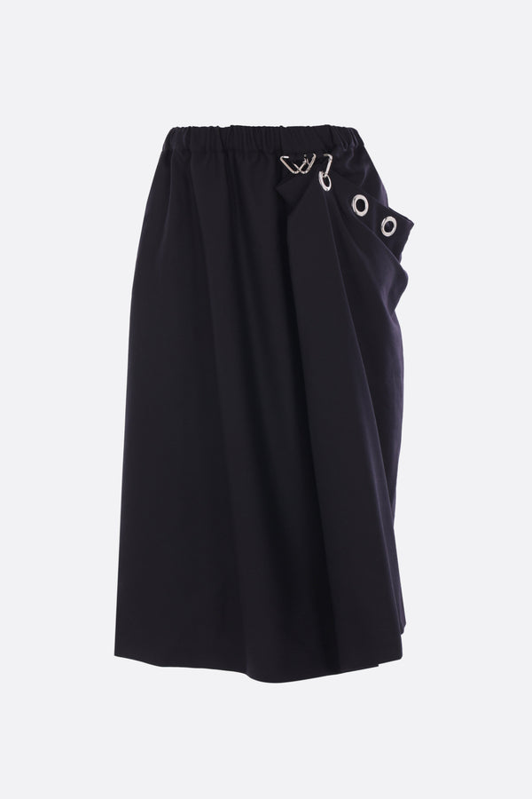 wool midi skirt with metal eyelets