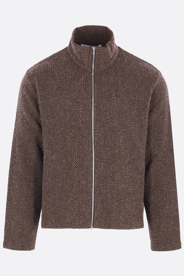 full-zip cardigan in textured wool blend