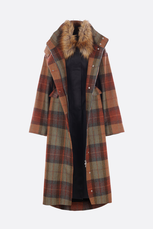 deconstructed coat in check flannel and canvas