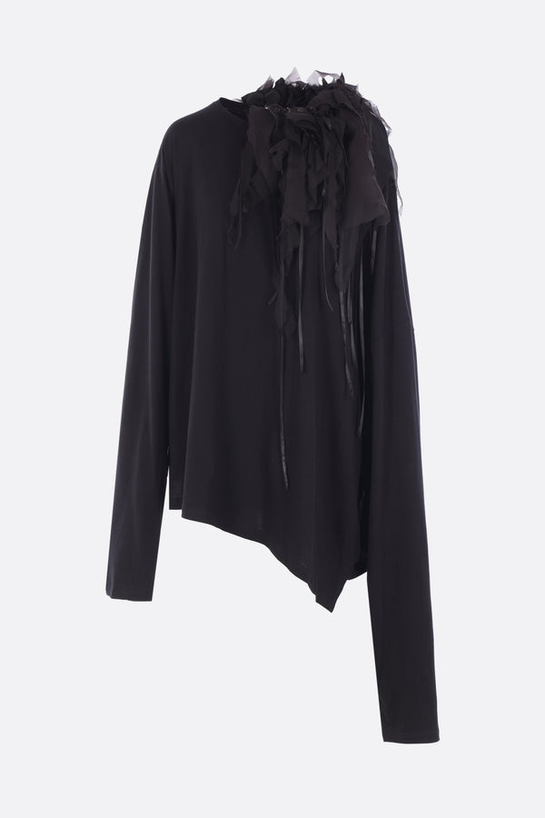 asymmetric top in jersey with ruffles