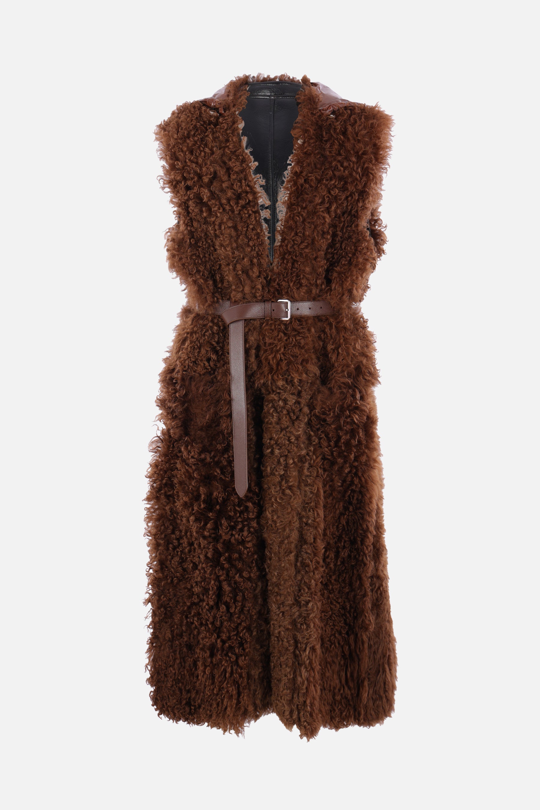 shearling long reversible vest